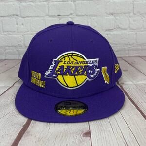 NWT New Era 59Fifty Identity NBA Los Angeles Lakers Fitted Cap Hat Size 7 5/8